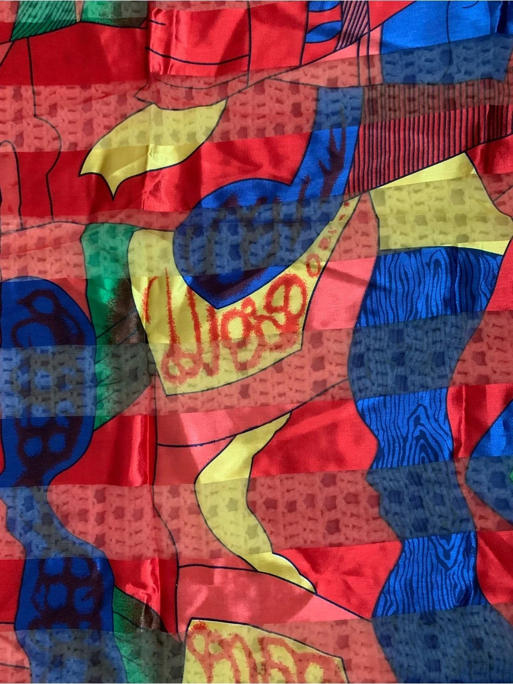 Vintage Picasso Abstract Big Bold Square Silk Scarf Tapestry